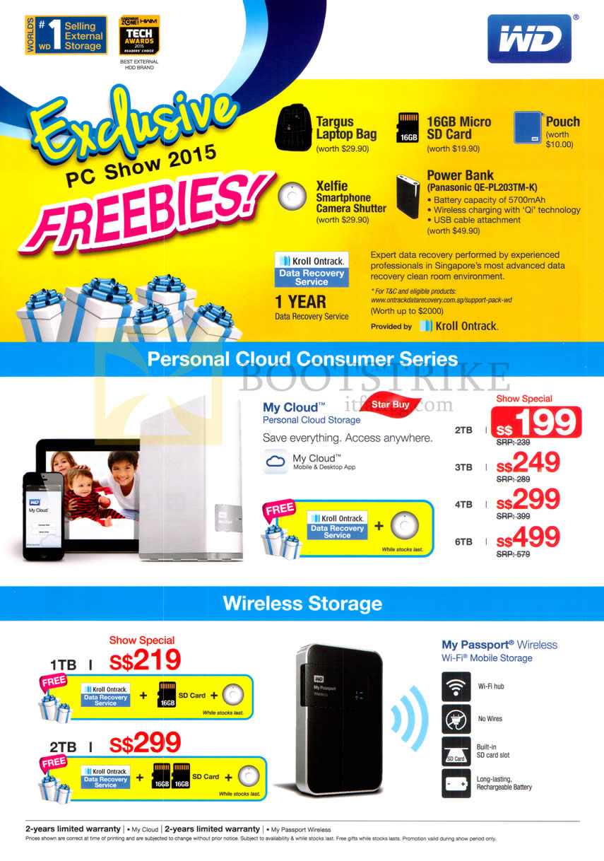 PC SHOW 2015 price list image brochure of Western Digital WD External Storage My Cloud Personal Cloud Storage, My Passport Wireless Wi-Fi Mobile Storage 1TB 2TB 3TB 4TB 6TB