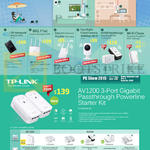 TP-Link Networking AV1200 3 Port Gigabit Passthrough Powerline Starter Kit AV1200, AV500