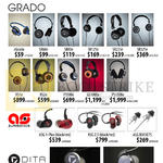 Treoo GRADO, EGrado, SR60e SR80e SR125e SR225e SR325e, RSIe RS2e PS500e GS1000e PS1000e, Aurisonics, ASG 1-Plus, ASG 2.5, ASG ROCKETS, Dita, Answer, Truth