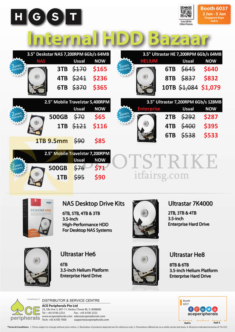 PC SHOW 2016 price list image brochure of ACE Peripherals Internal HDD Bazaar Deskstar NAS, Ultrastar HE, Mobile Travelstar, Ultrastar, 500GB, 1TB, 2TB, 3TB, 4TB, 6TB, 8TB, 10TB