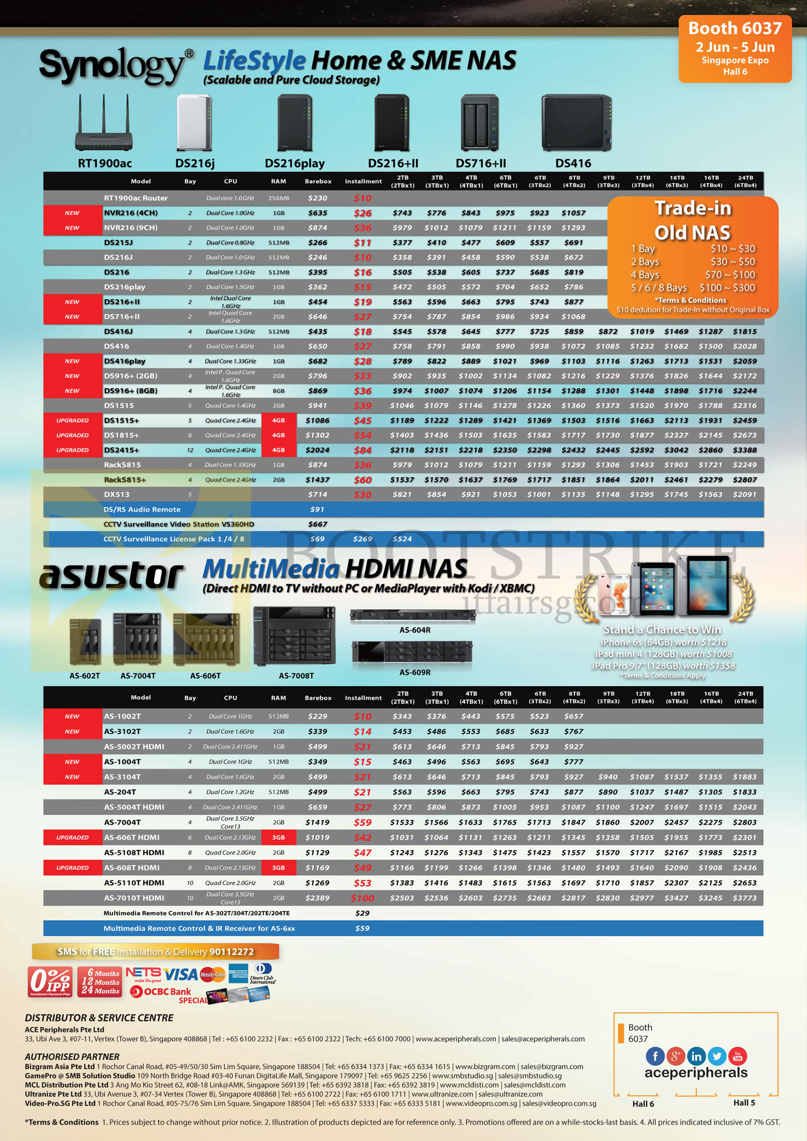 PC SHOW 2016 price list image brochure of ACE Peripherals NAS Asustor, Synology, Lifestyle Home SME, Multimedia HDMI NAS