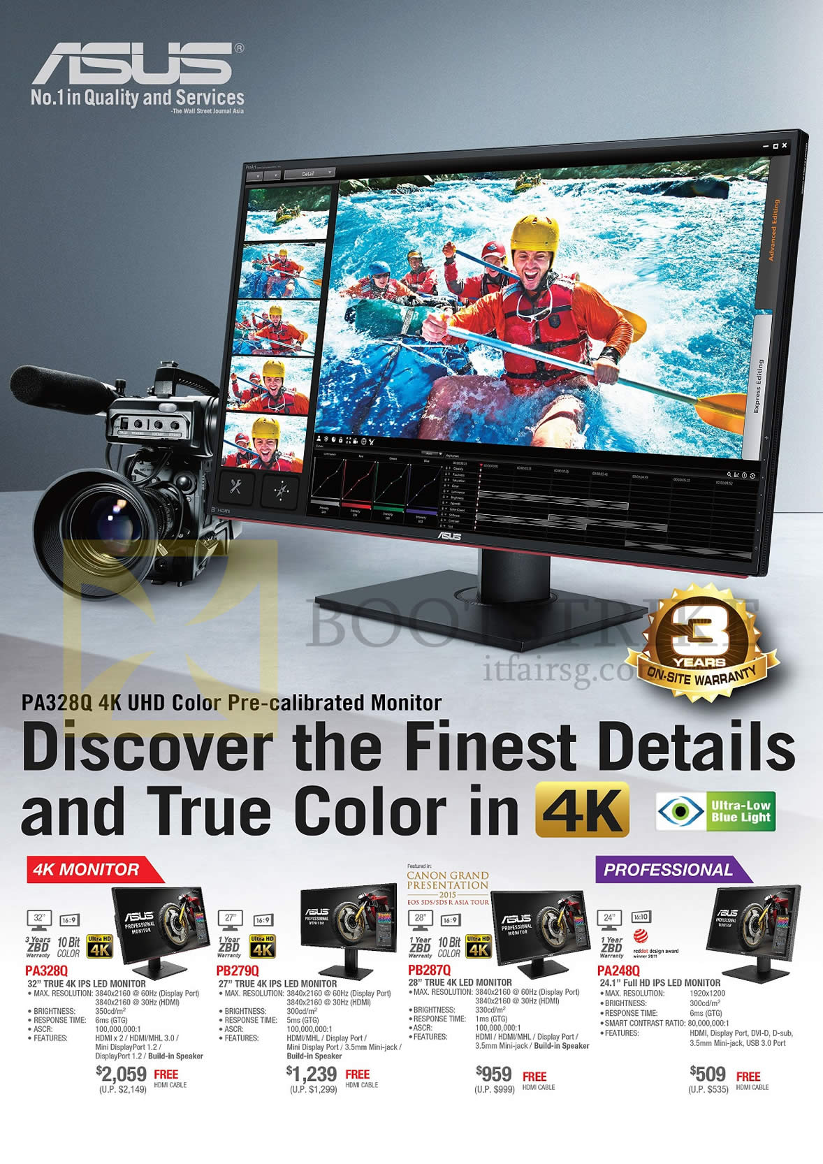 PC SHOW 2016 price list image brochure of ASUS Monitors PA328Q, PB279Q, PB287Q, PA248Q