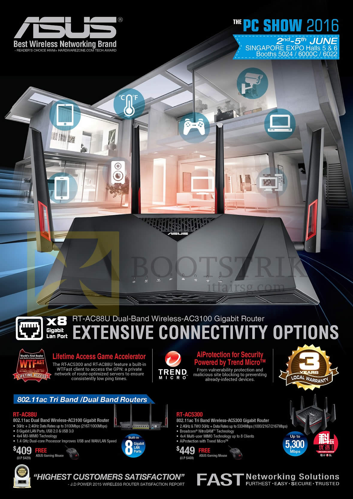 PC SHOW 2016 price list image brochure of ASUS Networking Wireless Routers RT-AC88U, RT-AC5300