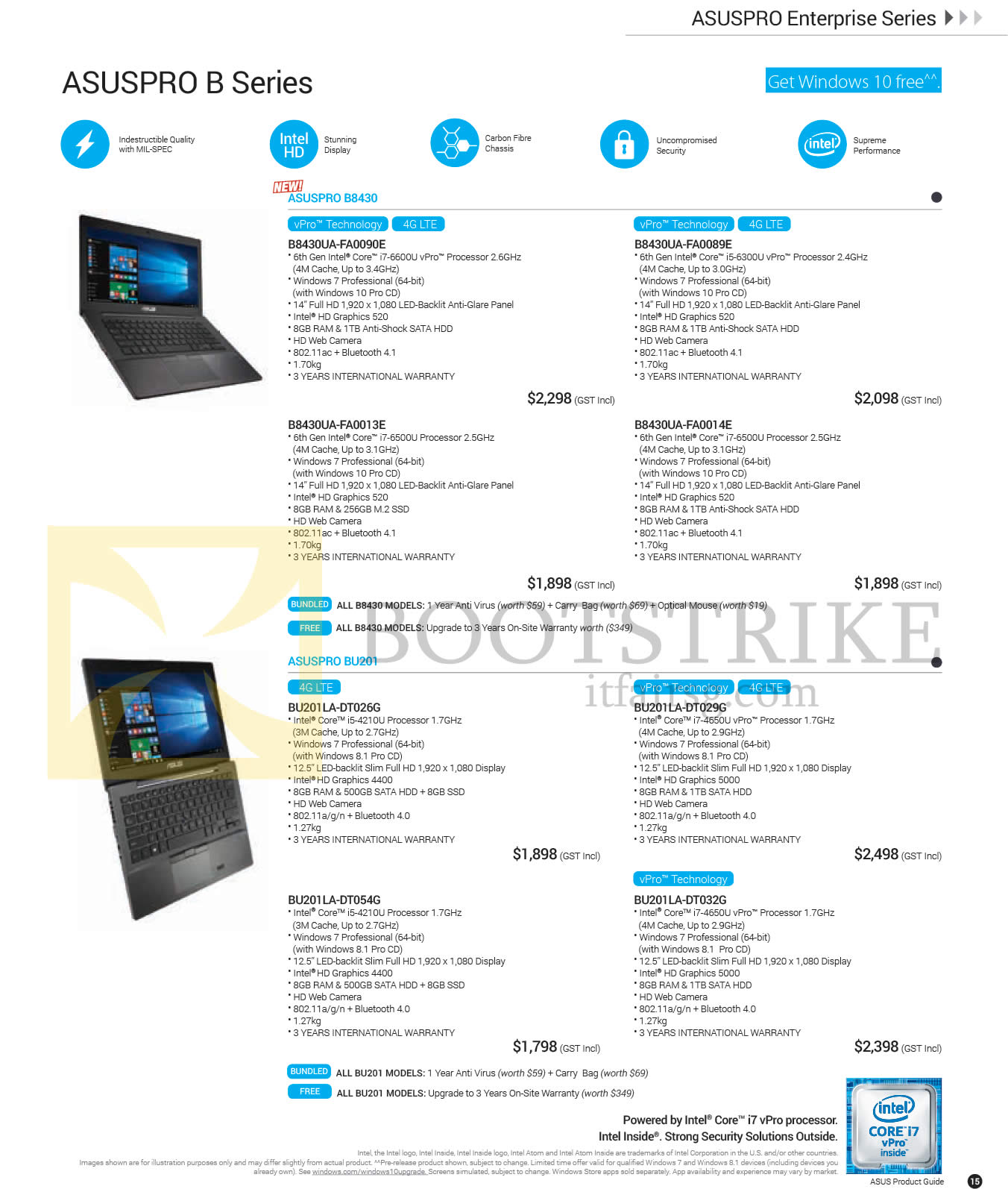 PC SHOW 2016 price list image brochure of ASUS Notebooks Asuspro B Series B8430UA-FA0090E FA0089E, B8430UA-FA0013E FA0014E, BU201LA-DT026G, DT029G, BU201LA-DT054G DT032G