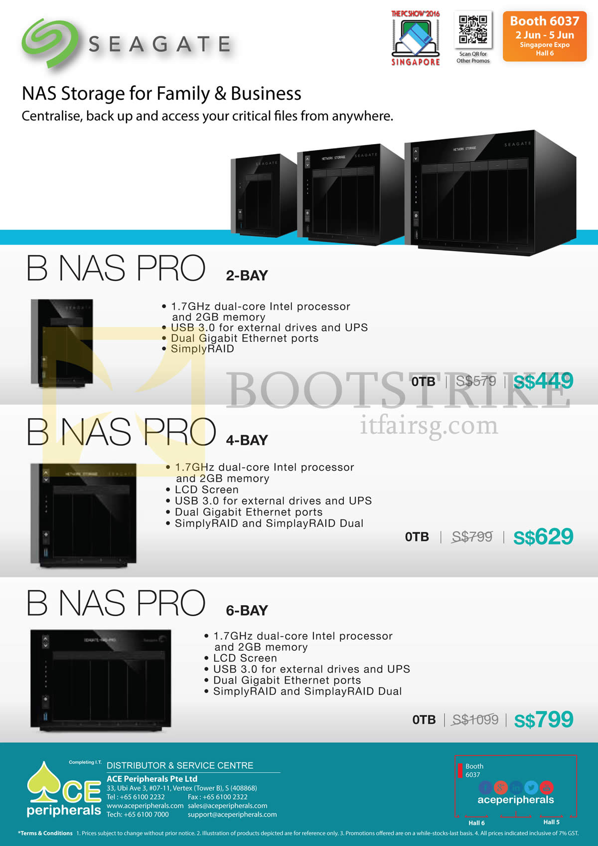 PC SHOW 2016 price list image brochure of Ace Peripherals Seagate Business Storage B NAS Pro 2-Bay, 4-Bay, 6-Bay