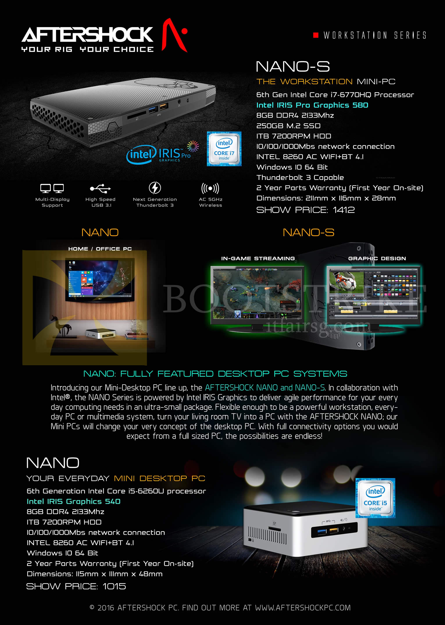 PC SHOW 2016 price list image brochure of Aftershock Desktop PCs Nano, Nano-S Workstation