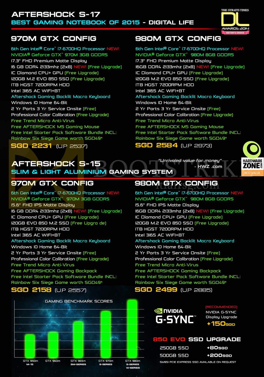 PC SHOW 2016 price list image brochure of Aftershock Notebook S-17 Configurations 970M GTX, 980M GTX, 970M GTX, 980M GTX