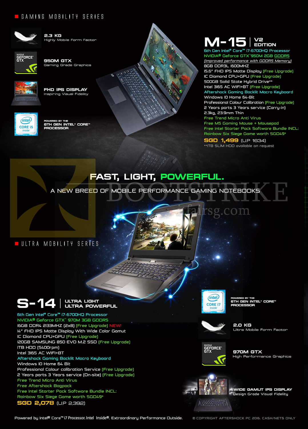 PC SHOW 2016 price list image brochure of Aftershock Notebooks M-15 V2 Edition, S-14