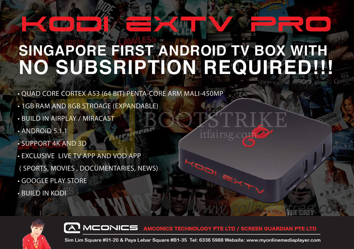 PC SHOW 2016 price list image brochure of Amconics Kodi Extv Pro Android TV Box