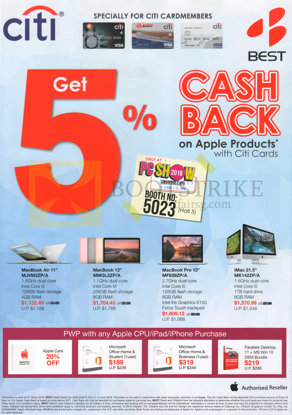 PC SHOW 2016 price list image brochure of Best Denki 5 Percent Cashback On Apple Products With Citibank Cards