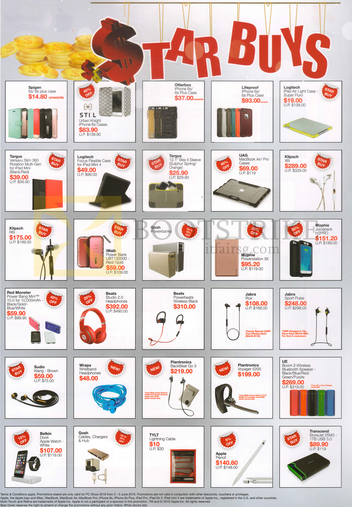 PC SHOW 2016 price list image brochure of Best Denki Accessories Star Buys, Cases, Earphones, Powerbanks, Headphones, Cables, Apple Pencil, Chargers, Hub, Phone Dock