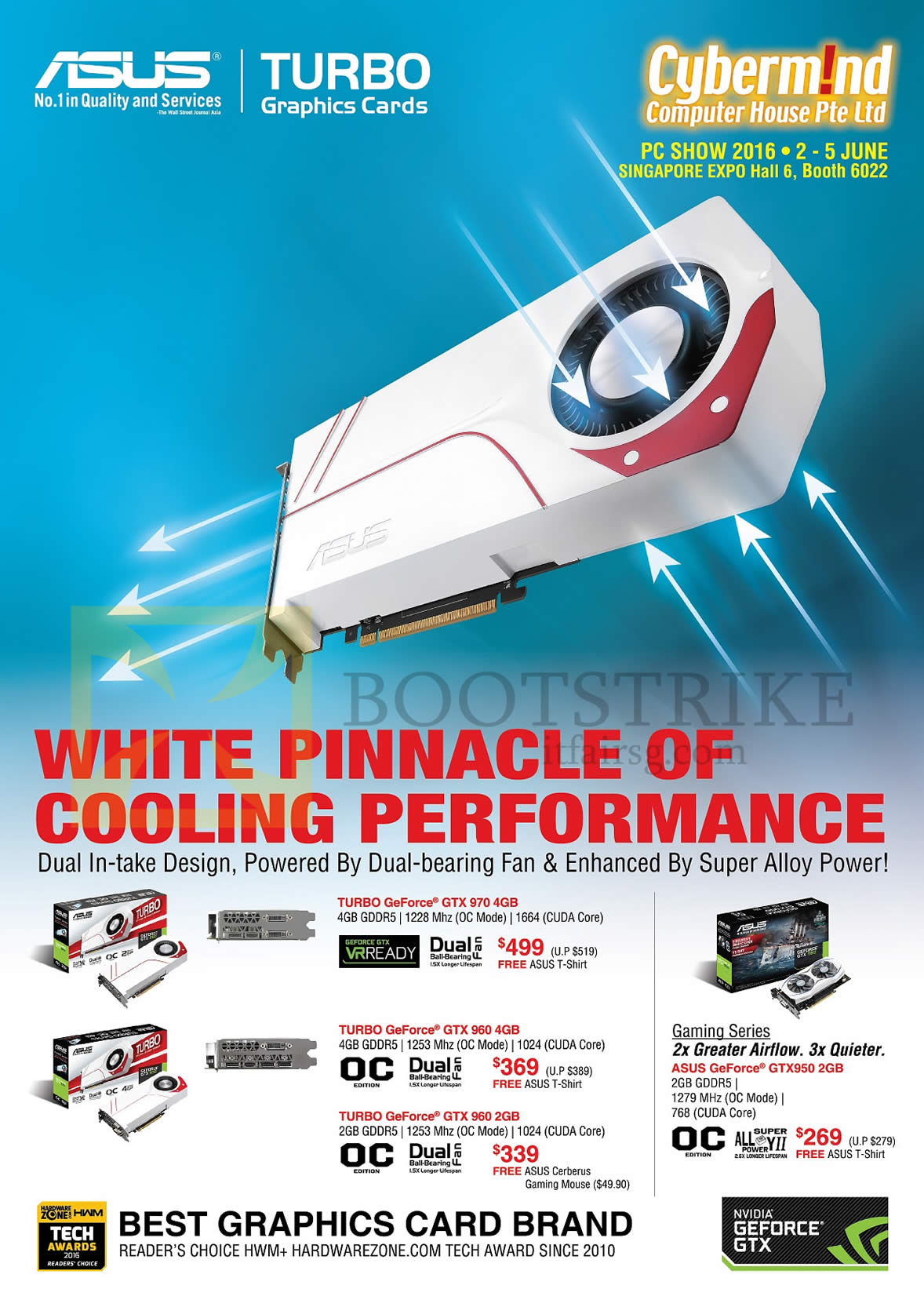 PC SHOW 2016 price list image brochure of Cybermind ASUS Graphics Video Card Turbo Geforce GTX 970, 960, 950