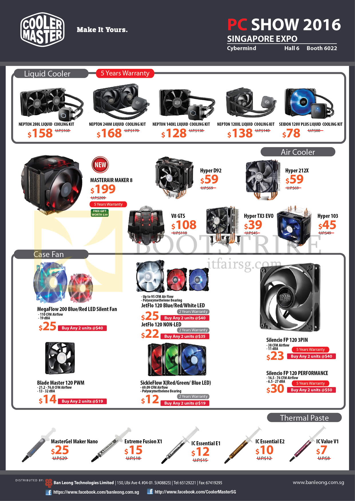 PC SHOW 2016 price list image brochure of Cybermind Cooler Master Liquid Coolers, Air Coolers, Case Fans, Thermal Paste