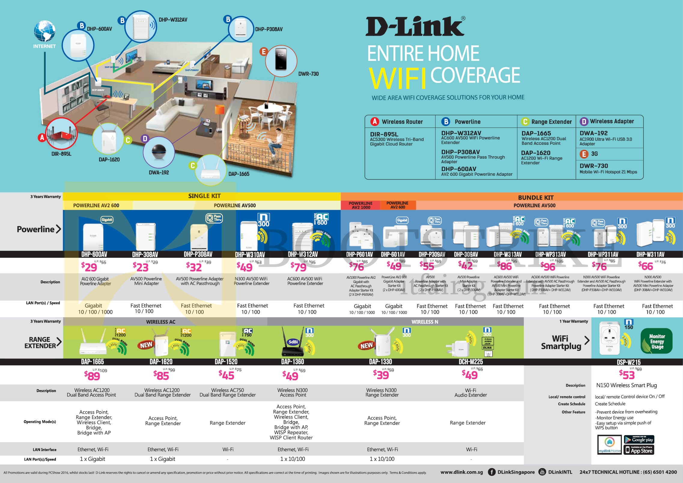 PC SHOW 2016 price list image brochure of D-Link Networking Powerline, Range Extender, Wifi Smartplug, DHP-600AV, 308AV, P308AV, P309AV, 309AV, W313AV, WP313AV, WP311AV, W310AV, W312AV, DAP-1665, DCH-M225, DSP-W215