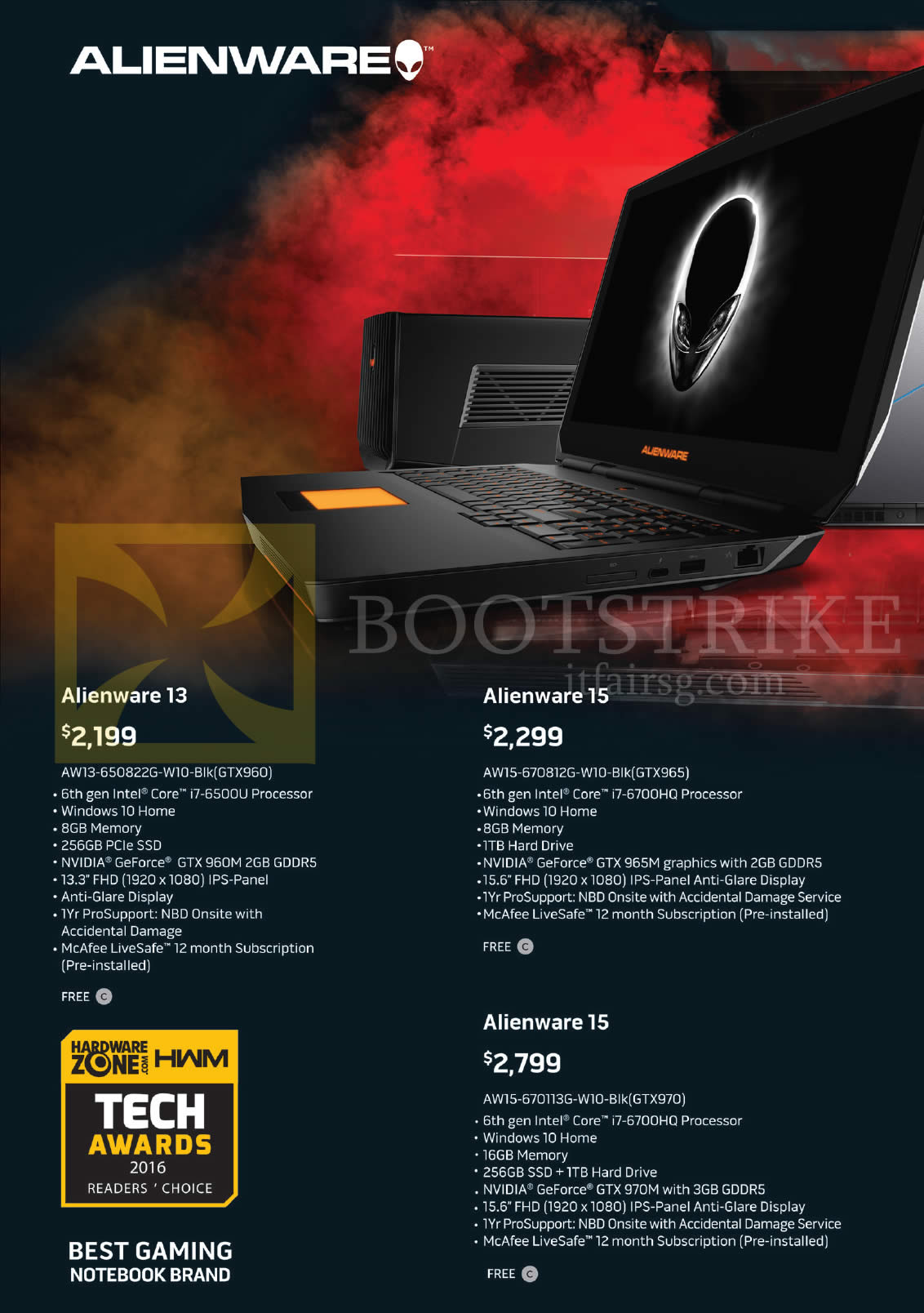 PC SHOW 2016 price list image brochure of Dell Notebooks Alienware 13 AW13 650822G W10 Blk, AW15 670812G W10 Blk, 670113G W10 Blk