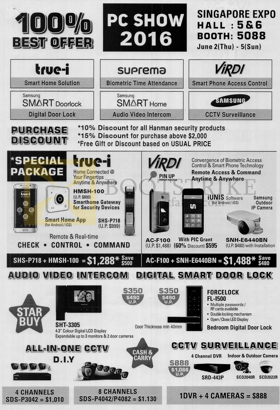 PC SHOW 2016 price list image brochure of Hanman Security Systems True-i, Virdi, SHT-3305, Forcelock FL-I500, CCTV Surveillance