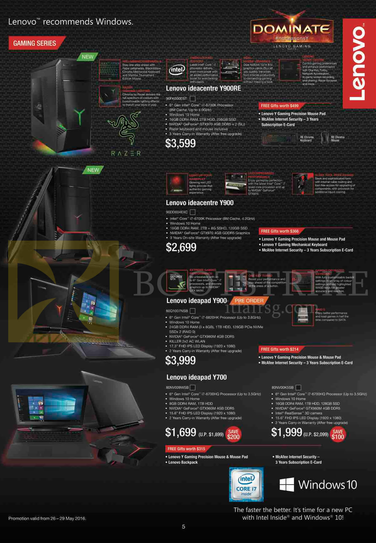 PC SHOW 2016 price list image brochure of Lenovo Desktop PCs Notebooks Gaming Ideacentre Y900RE, Y900, Ideapad Y900, Y700