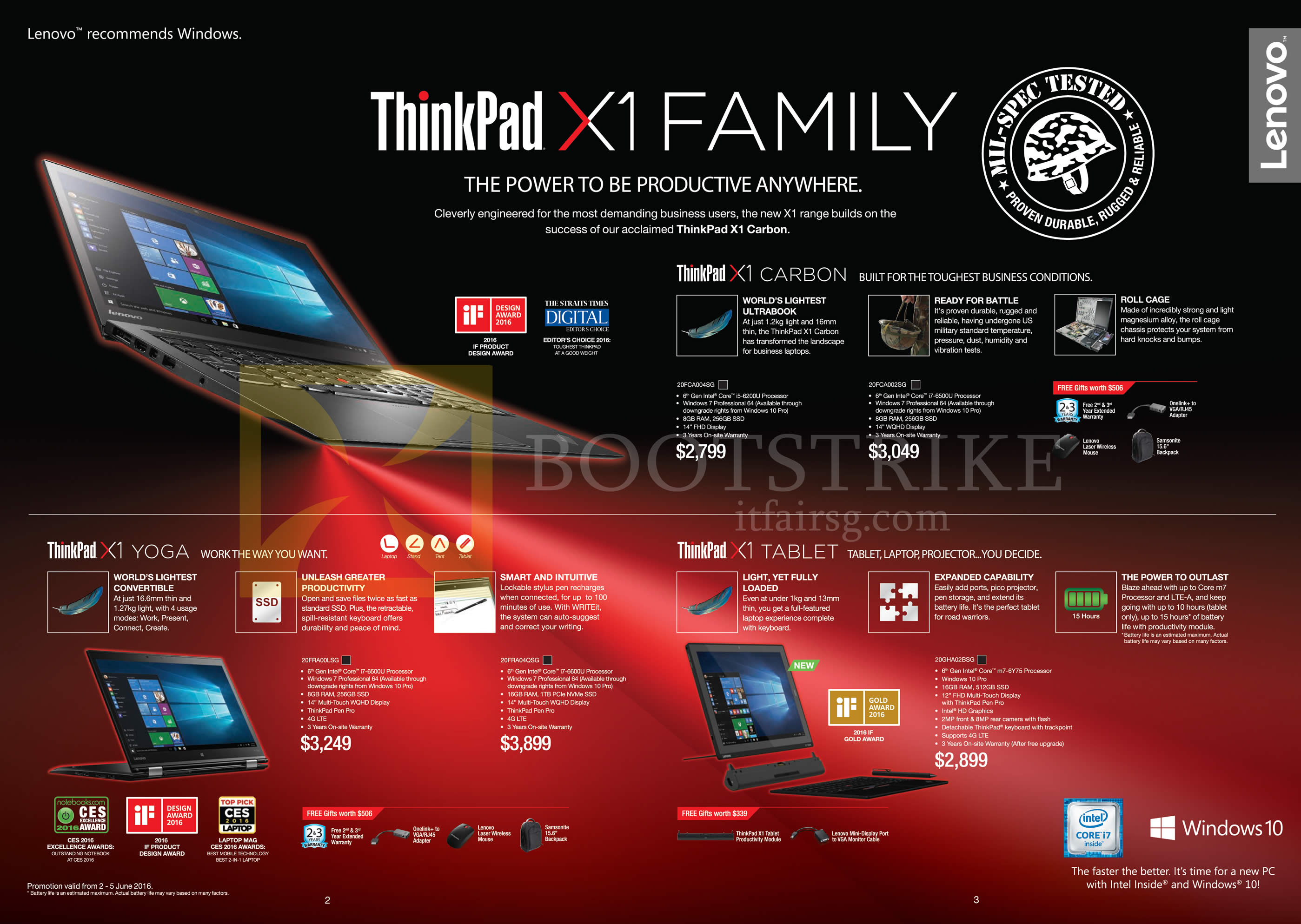 PC SHOW 2016 price list image brochure of Lenovo Notebooks Thinkpad X1 Carbon, X1 Yoga, X1 Tablet