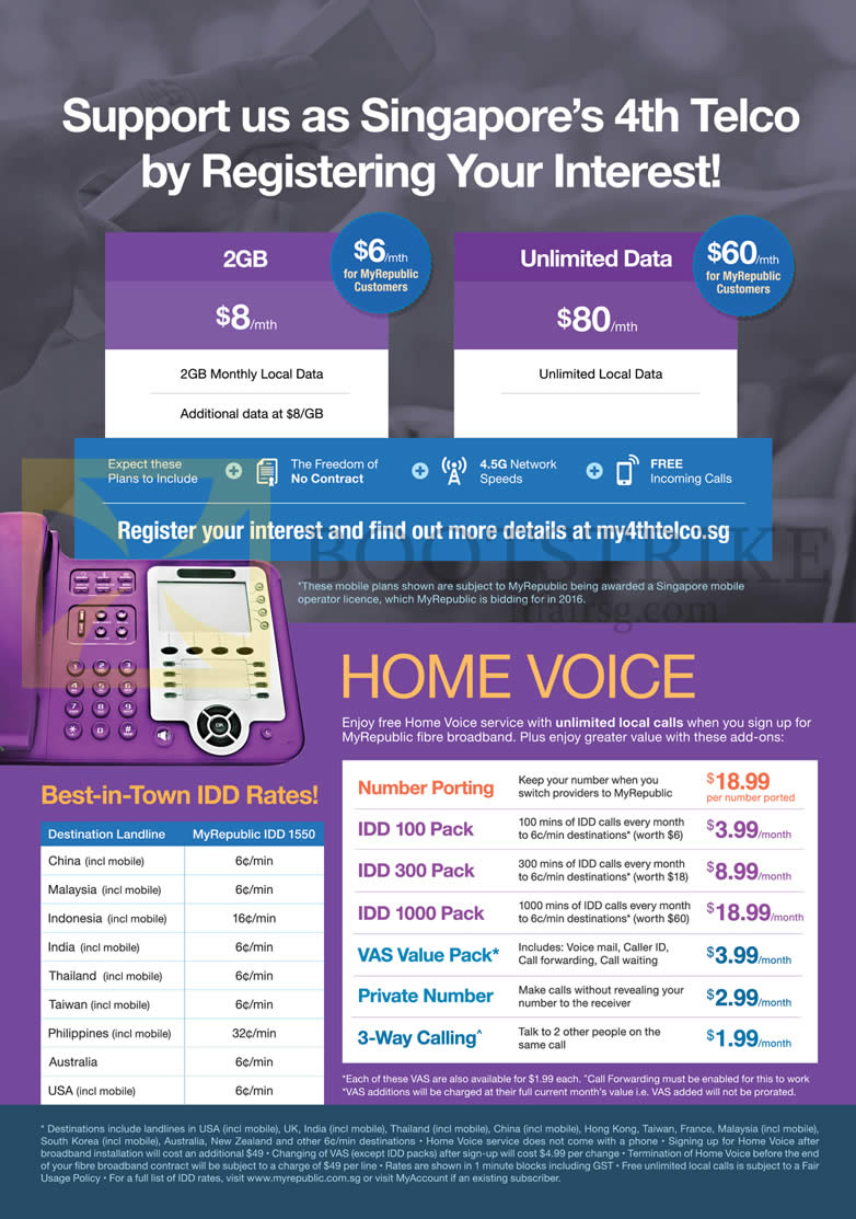 PC SHOW 2016 price list image brochure of MyRepublic Mobile 2GB, Unlimited Data Plans, Home Voice, IDD Rates