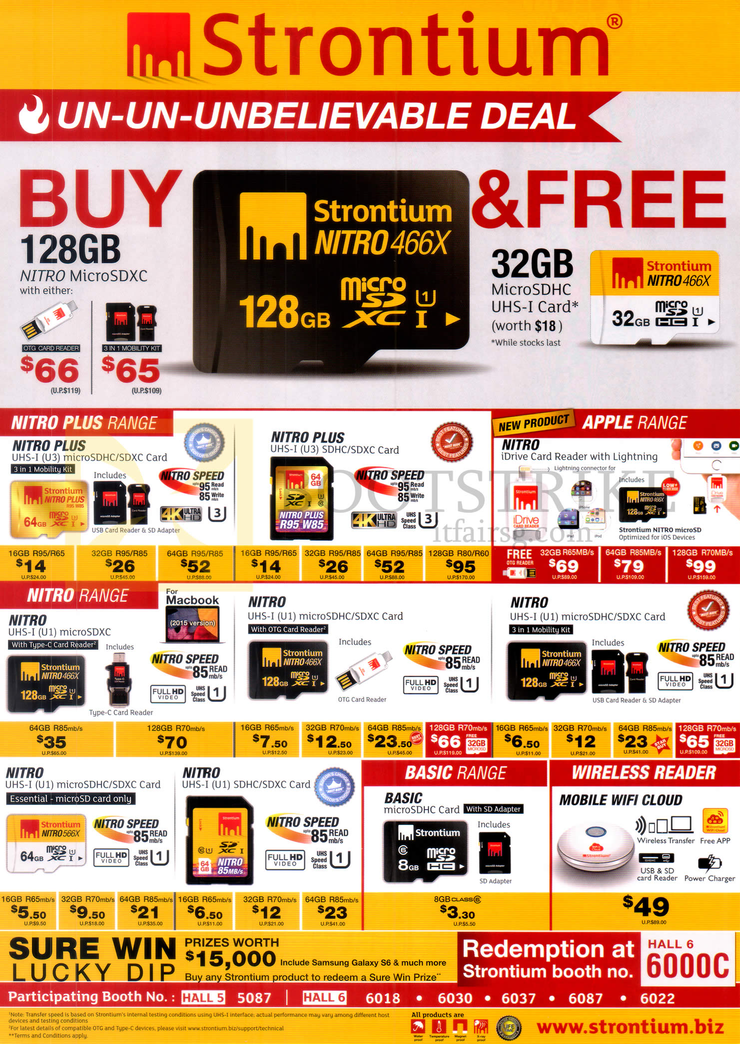 PC SHOW 2016 price list image brochure of Strontium SD Cards Nitro Plus, Apple, Nitro, Basic Range, Wireless Reader