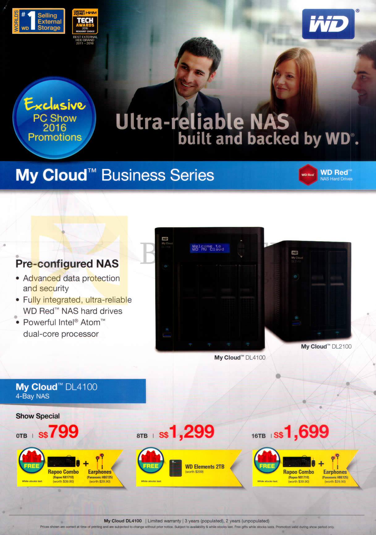 PC SHOW 2016 price list image brochure of Western Digital My Cloud NAS Business Series 0TB, 8TB, 16TB