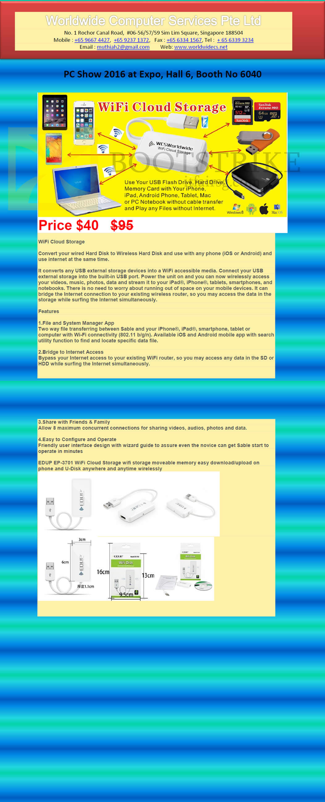 PC SHOW 2016 price list image brochure of Worldwide Computer Services WiFi Cloud Storage