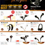 Earphones, Speakers, Bluetooth Headset, S3, R6i, R6m, R6, X20i, X6i, X4i, XR8i, X12i, AW4i, AS5i, Groove, Promedia 2