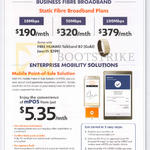 Business Static Fibre Broadband Plans, Enterprise Mobility Solutions, 190.00 10Mbps, 320.00 50Mbps, 379.00 100Mbps