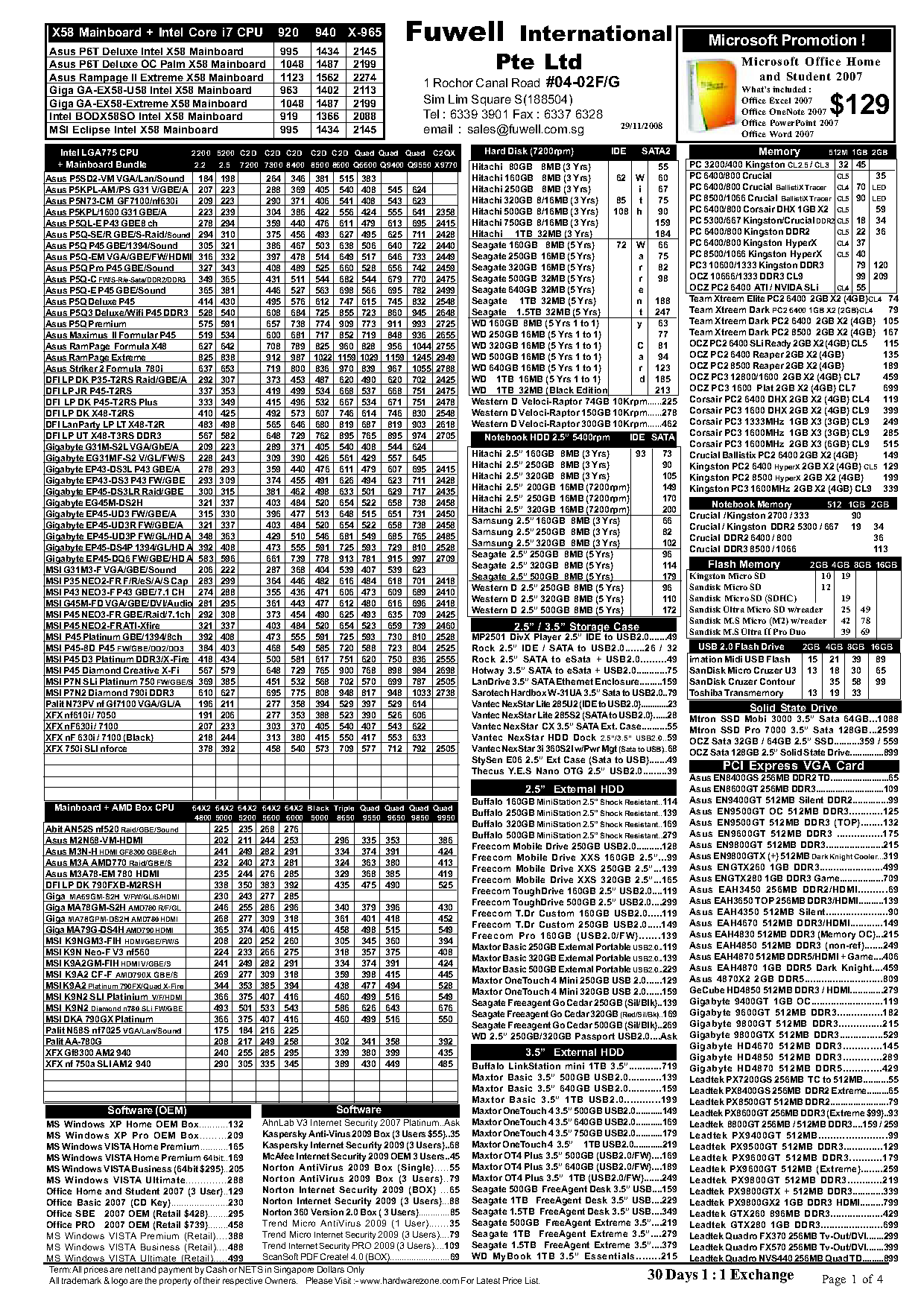 Sitex 2008 price list image brochure of 11 Fuwell Sim Lim Square Use For Price Comparison Page 1