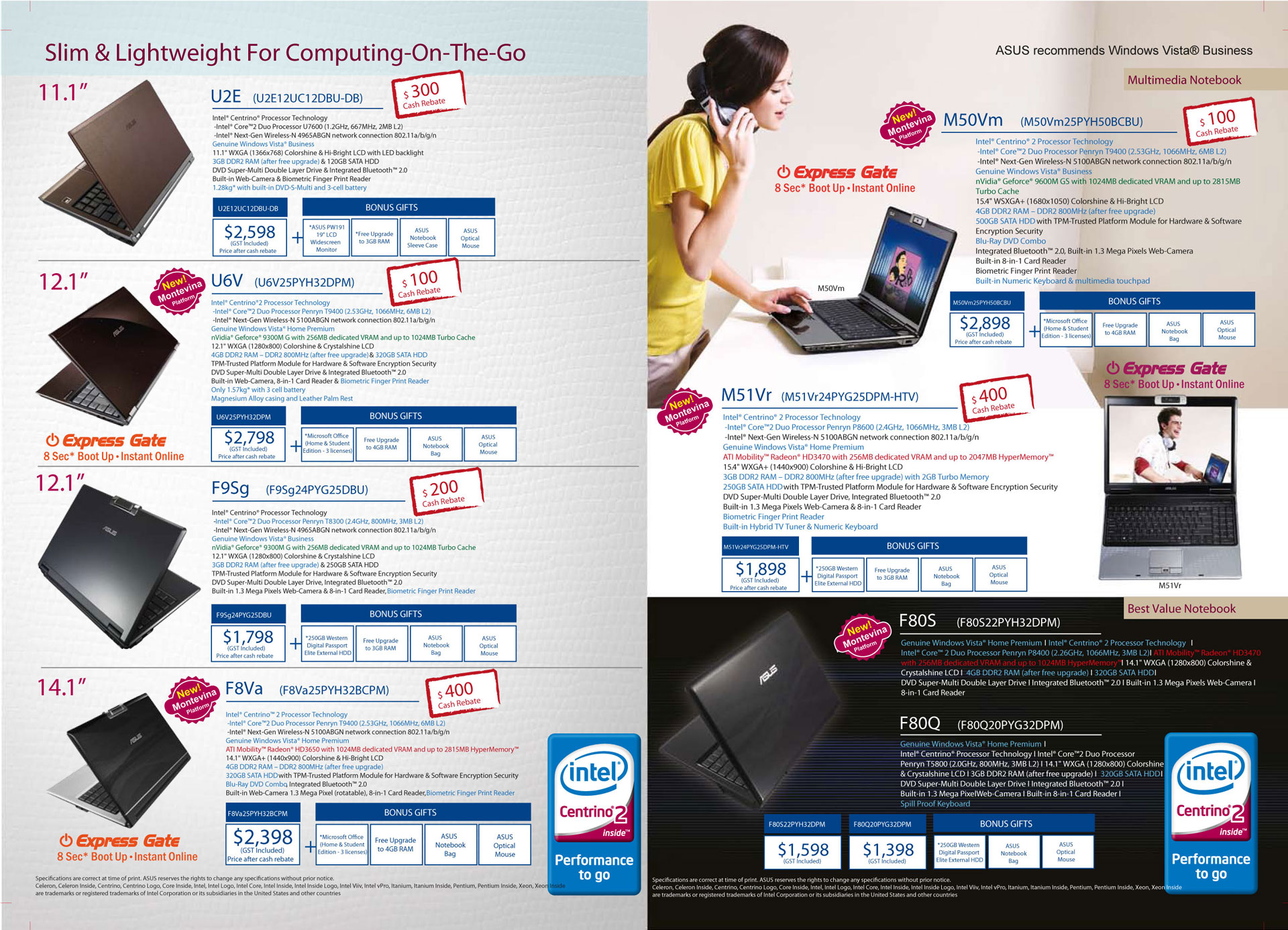 Sitex 2008 price list image brochure of ASUS Notebooks Sitex Back Page