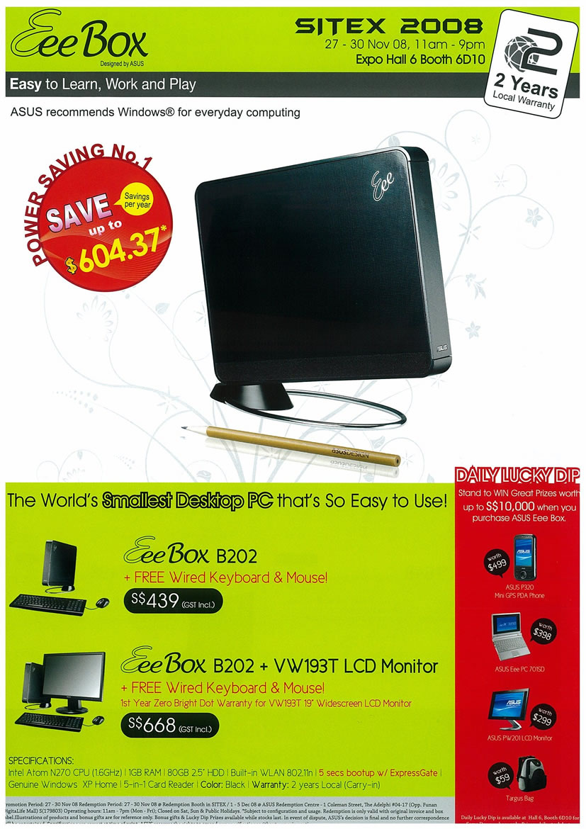 Sitex 2008 price list image brochure of ASUS Eee Page 1 - Vr-zone Tclong