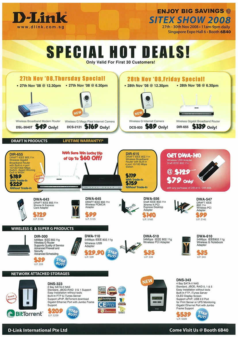 Sitex 2008 price list image brochure of D-Link Page 1 - Vr-zone Tclong