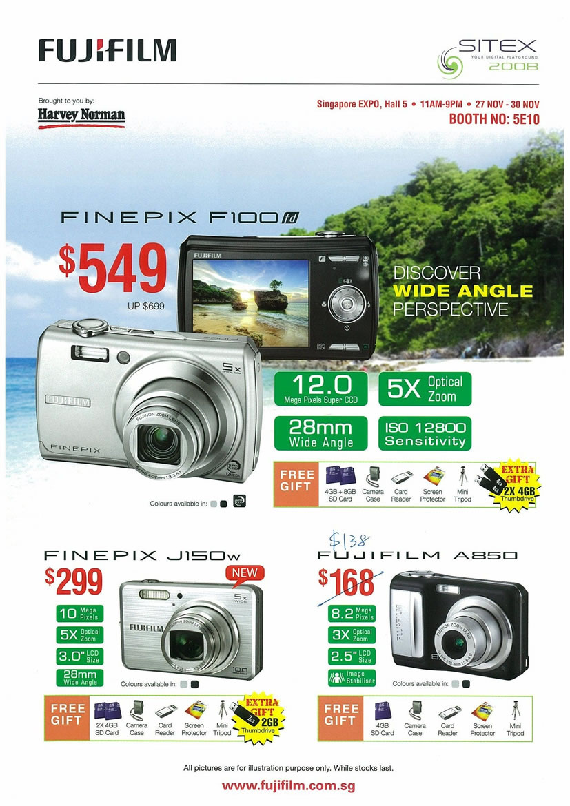 Sitex 2008 price list image brochure of FujiFilm Harvey Norman Cameras Page 1 - Vr-zone Tclong