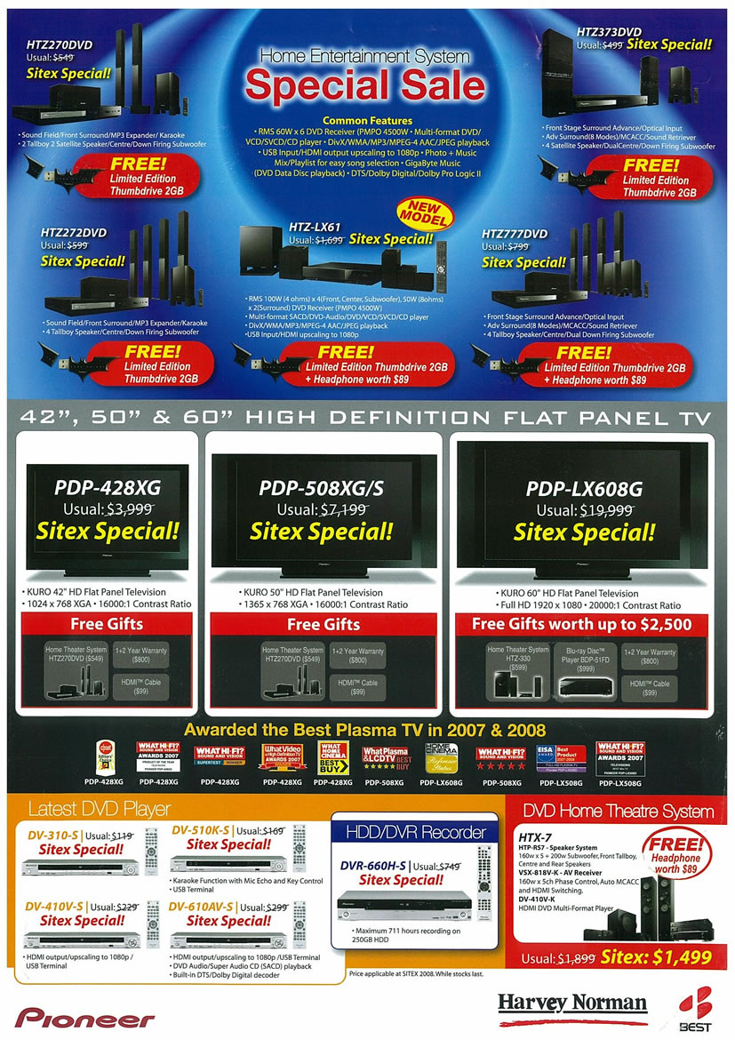 Sitex 2008 price list image brochure of Pioneer Harvey Norman Page 1 - Vr-zone Tclong