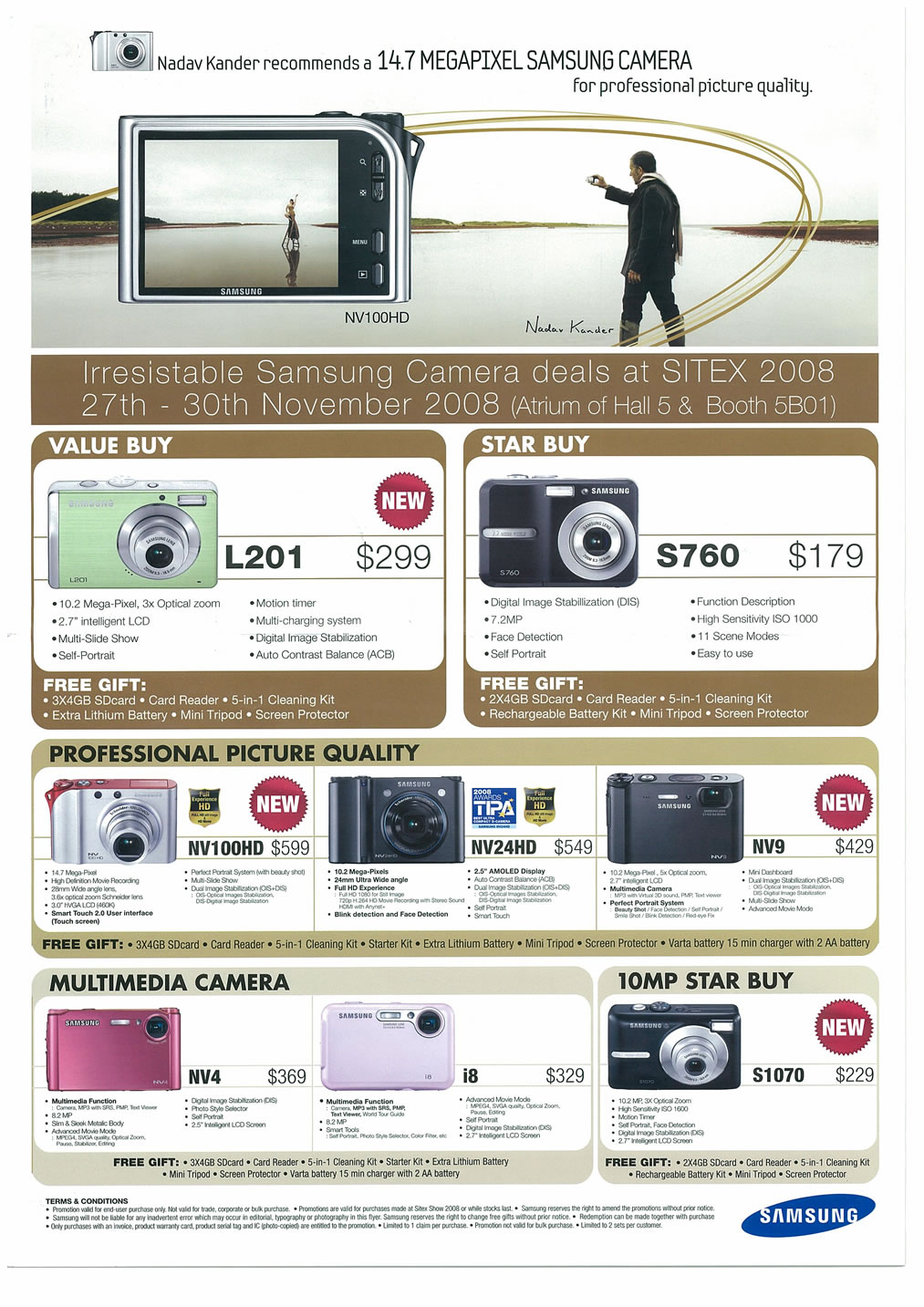 Sitex 2008 price list image brochure of Samsung Cameras Camcorders Page 1 - Vr-zone Tclong