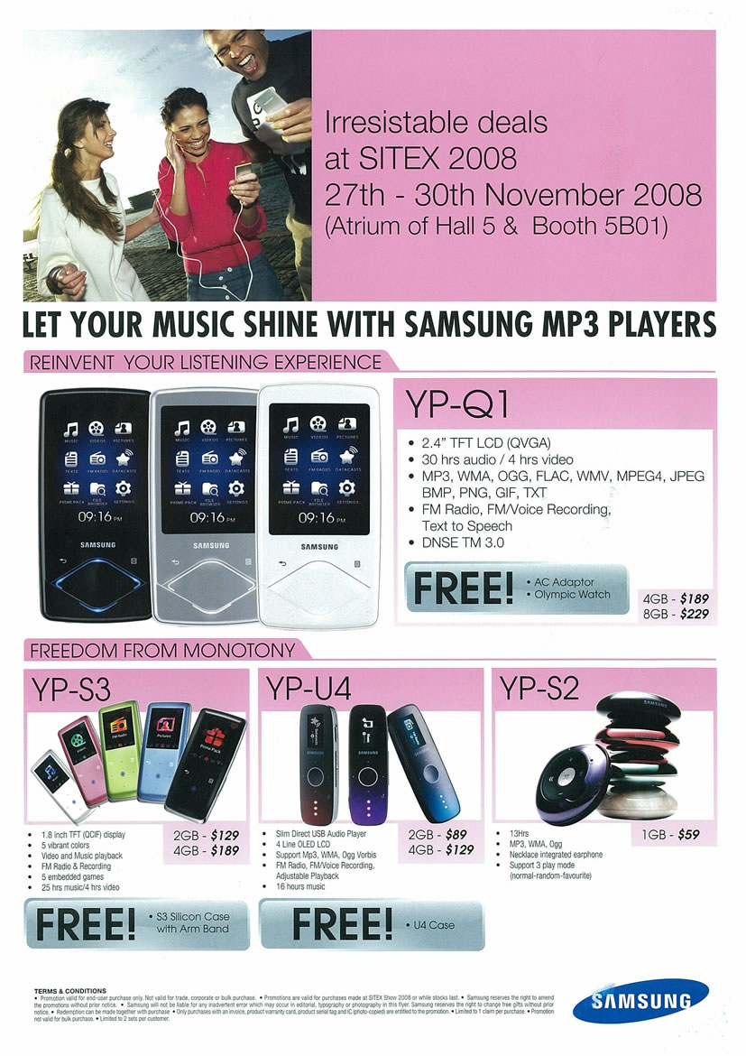 Sitex 2008 price list image brochure of Samsung MP3 Players - Vr-zone Tclong