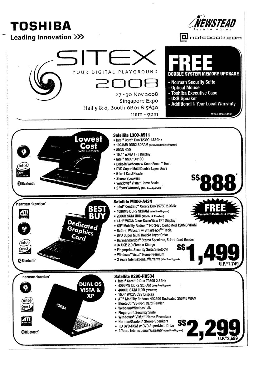 Sitex 2008 price list image brochure of Toshiba Notebooks 03 Page 2 - Vr-zone Tclong