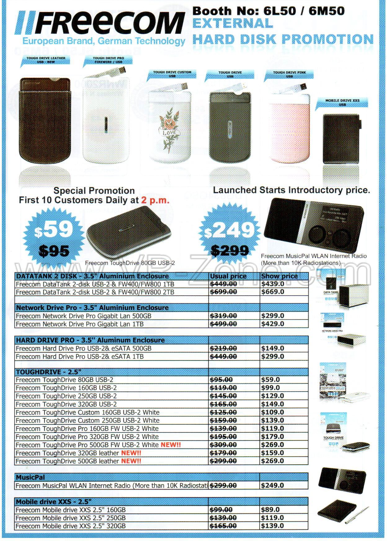 Sitex 2008 price list image brochure of Freecom External Hard Disk Drive