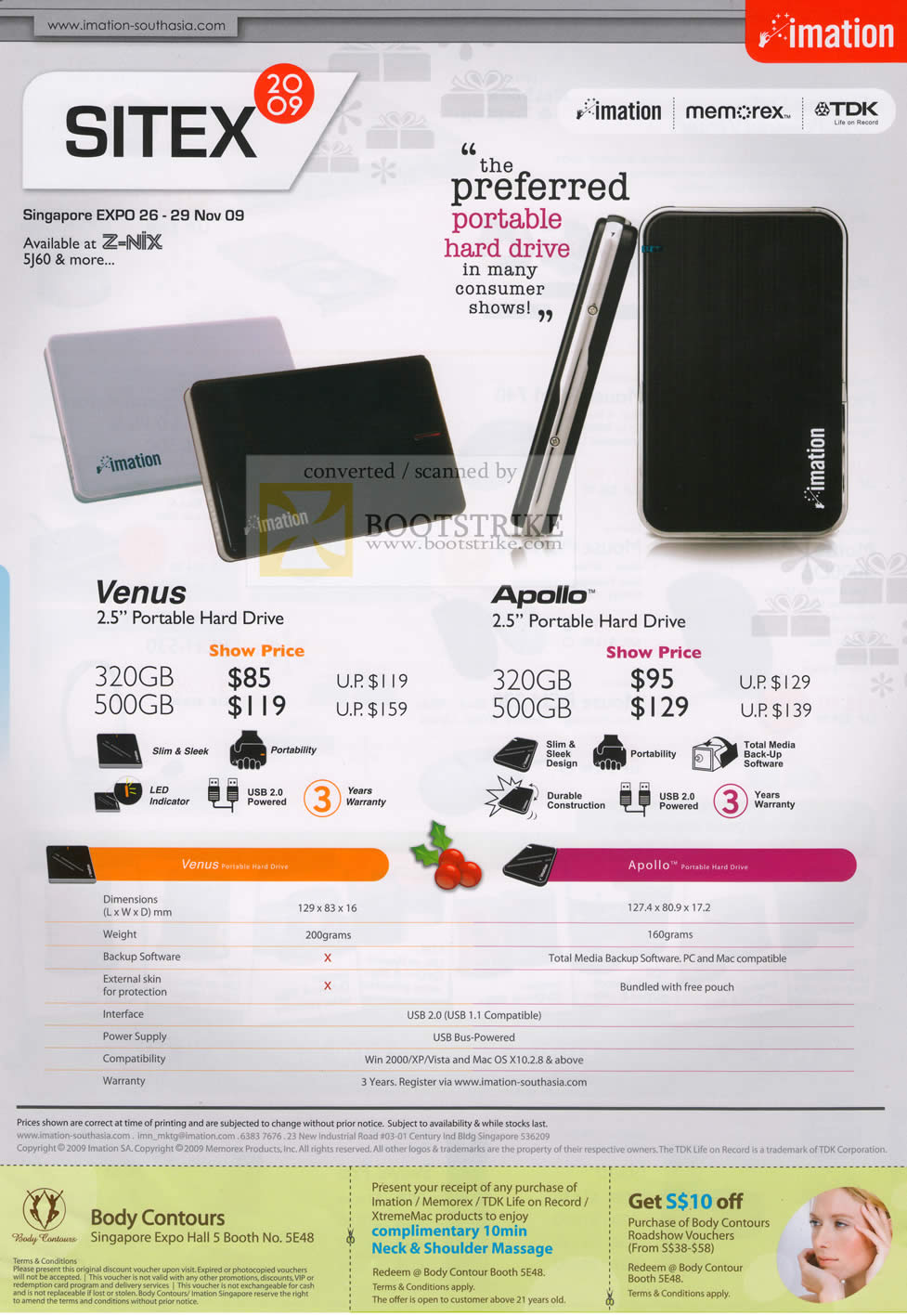 Sitex 2009 price list image brochure of Apollo Venus Portable External Storage