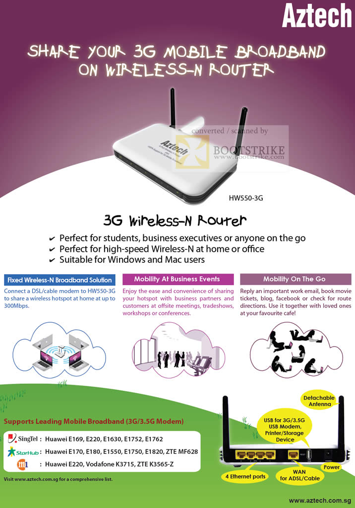 Sitex 2009 price list image brochure of Aztech 3G Wireless N Router HW550 3G