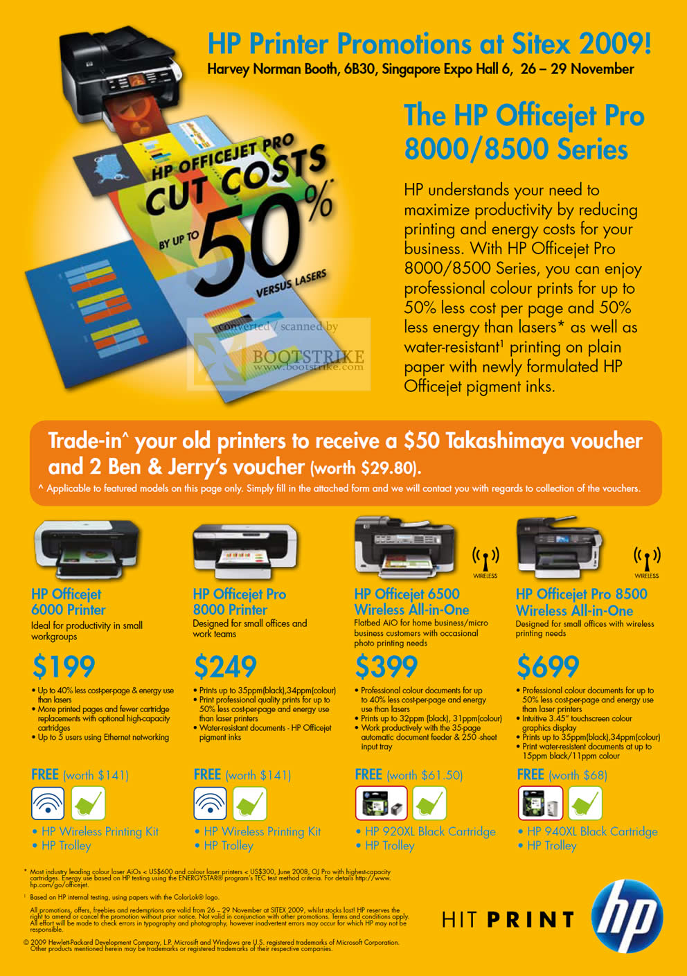 Sitex 2009 price list image brochure of HP Printers Officejet Pro 6000 8000 Wireless 6500 8500 All In One