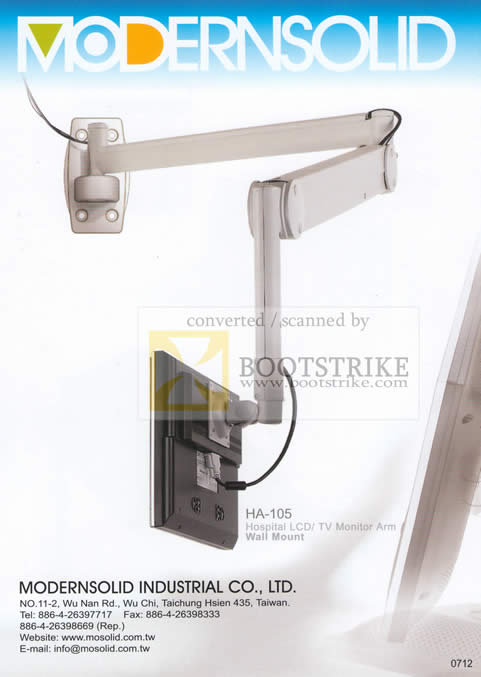 Sitex 2009 price list image brochure of ModernSolid Hospital LCD TV Monitor Arm Wall Mount HA 105