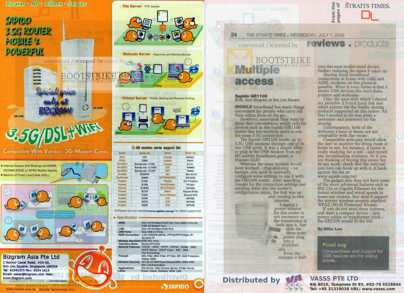 Sitex 2009 price list image brochure of Sapido 3.5G Router Mobile DSL Wifi VASSS