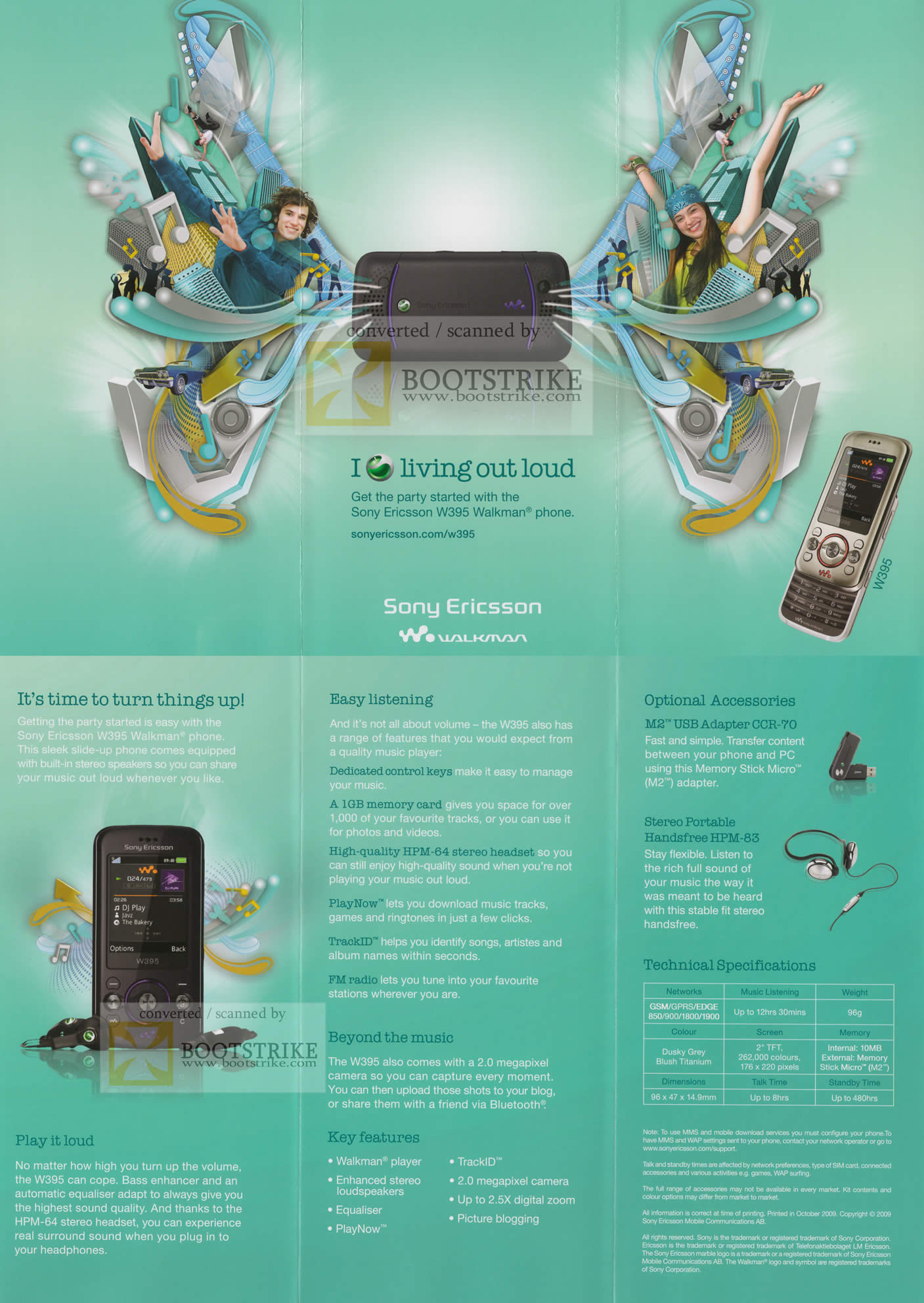 Sitex 2009 price list image brochure of Sony Ericsson W395 Mobile Phone Walkman