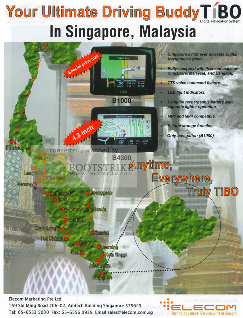 Sitex 2009 price list image brochure of Tibo B1000 B4300 GPS Navigation System Elecom