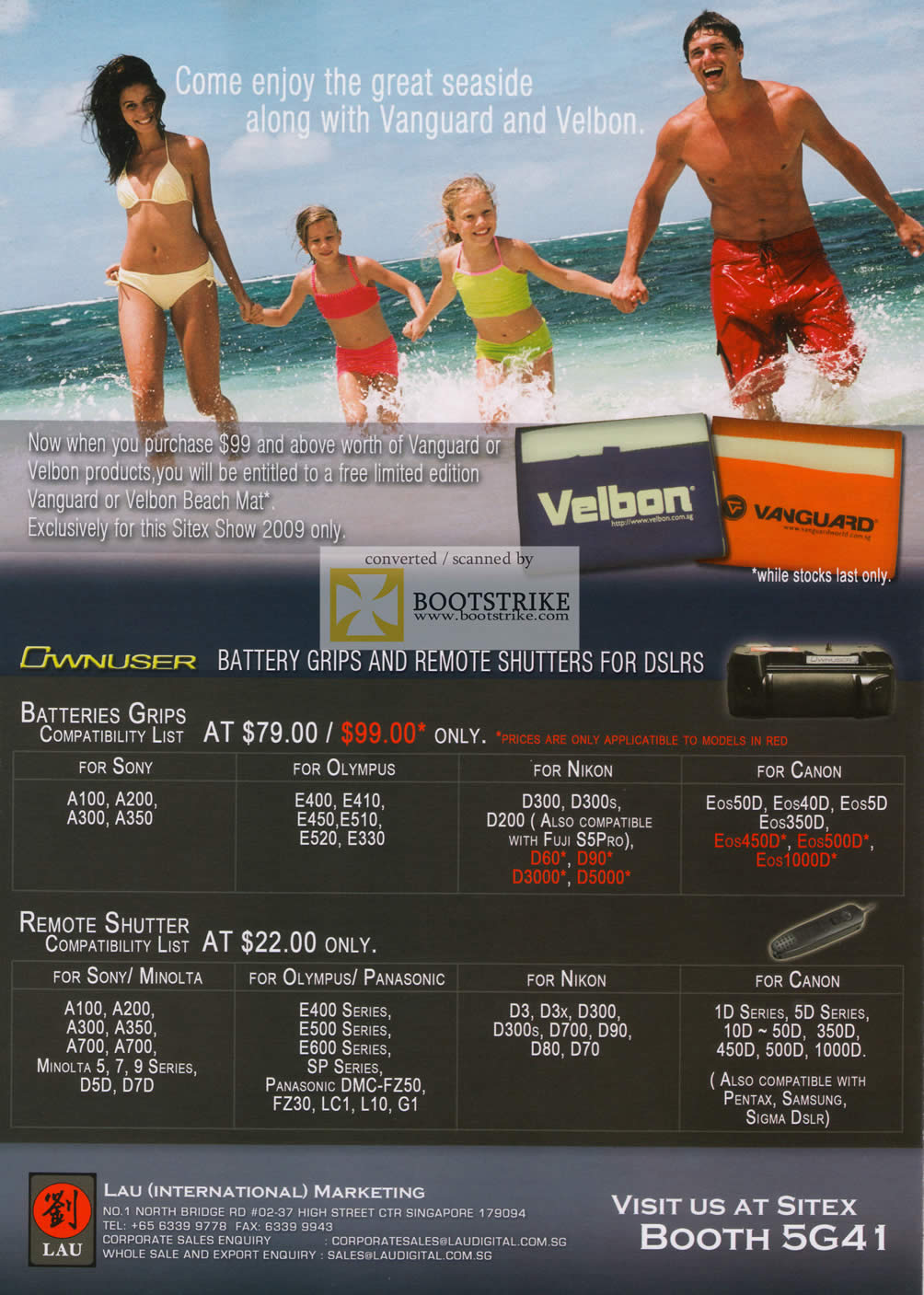 Sitex 2009 price list image brochure of Vanguard Battery Grips Remote Shutter DSLRs