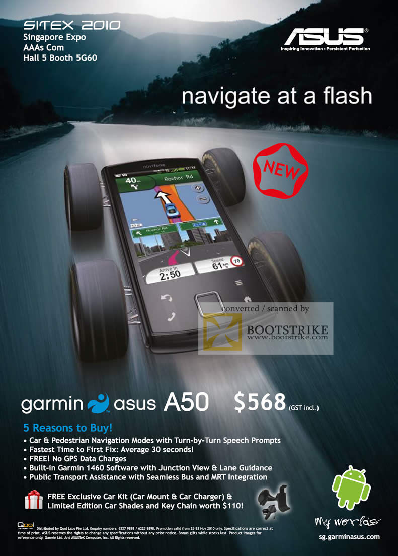 Sitex 2010 price list image brochure of ASUS Garmin A50 Junction View GPS