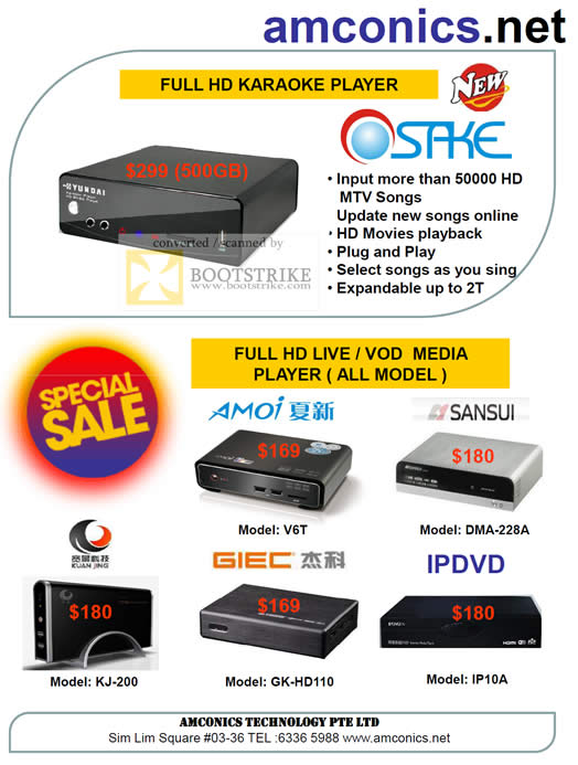 Sitex 2010 price list image brochure of Amconics Osake Media Player Amoi V6T Sansui DMA 228A Giec IPDVD KJ 200 IP10A