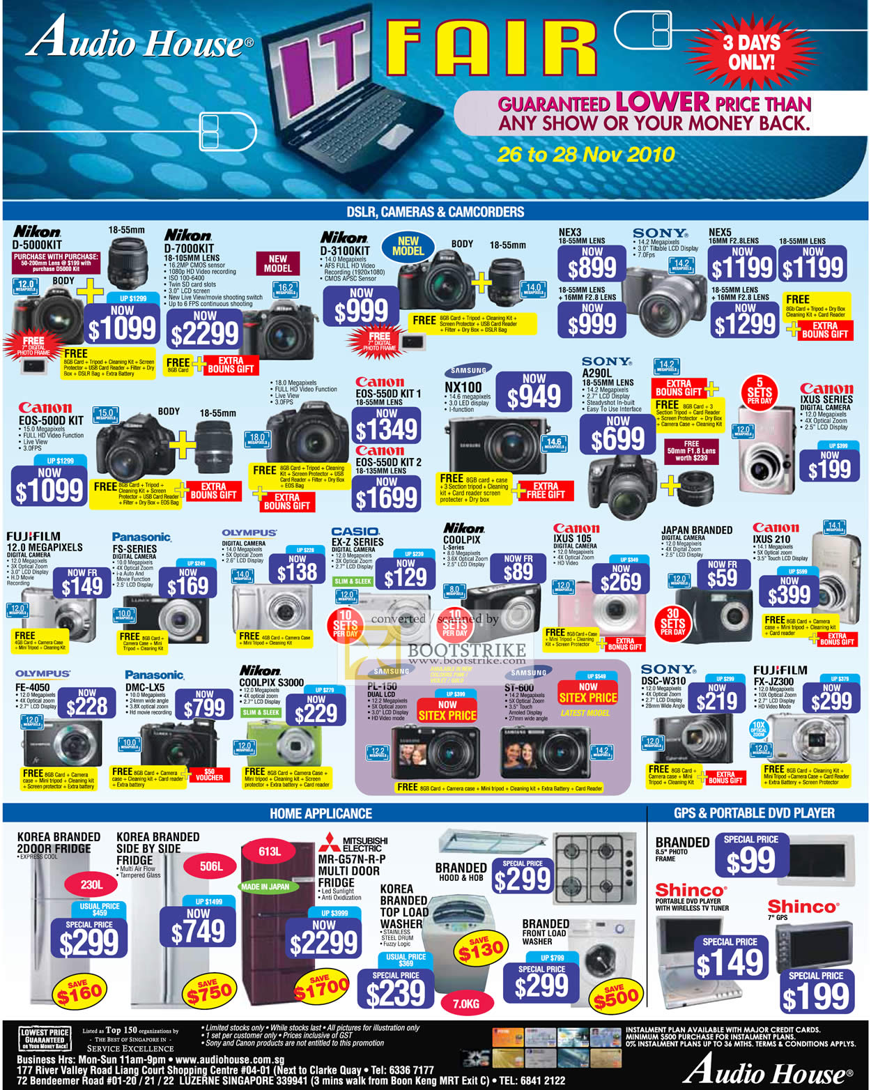 Sitex 2010 price list image brochure of Audio House Digital Cameras DSLRS Nikon Canon Casio Sony Panasonic Shinco GPS Fridge Washer