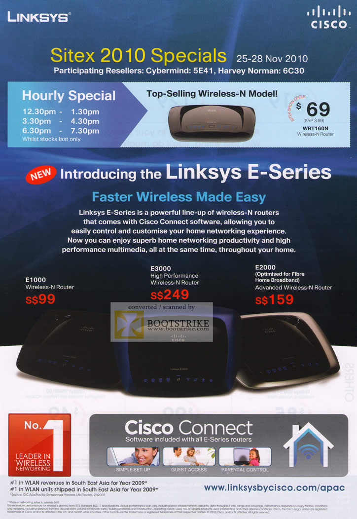 Sitex 2010 price list image brochure of Cisco Linksys E Series Wireless E1000 E3000 E200 Cisco Connect Hourly Special